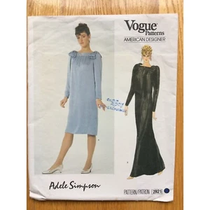 Cocktail Dress Pattern 1980s Adele Simpson Vogue American Designer 2921 CUT 12 - Picture 1 of 9