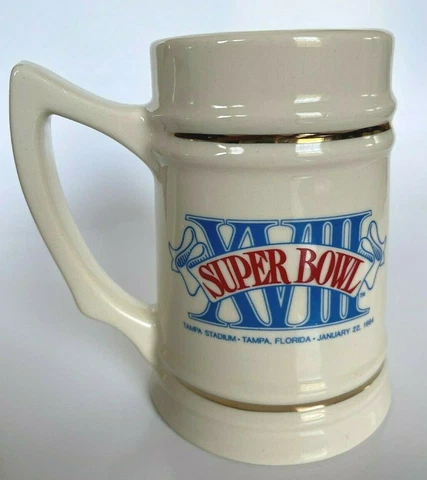 1984 Super Bowl XVIII Mug Beer Stein Tanker LA Raiders Washington Redskins Tampa Cover