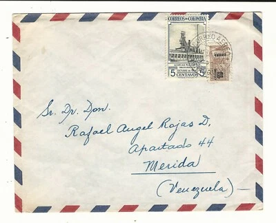 Colombia: Cubierta circulada a Mérida Venezuela. CO09 Foto 1 de 2