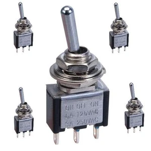 Miniature Toggle Switch SPDT On-Off-On   ( PACKS OF 5)   Stk  14036A - Picture 1 of 1