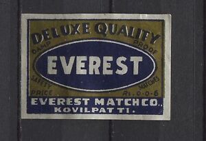 Everest Safety Match Kovilpatti TI Indian Vintage Matchbox Label
