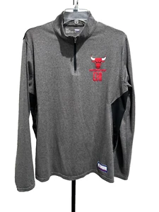 Chicago Bulls Mens Shirt Large Gray Qtr Zip Long Sleeve Pullover Under Armour - Picture 1 of 9