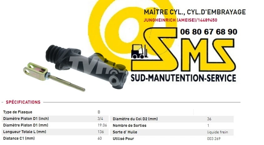 Jungheinrich Teil 14489450 Maitre Zylinder Master Cylinder Komplett TFG 16-20 Af