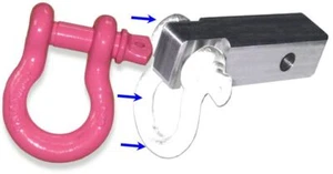 2" Aluminum Receiver Bracket w/ 4-3/4 TON HOT PINK Powdercoated D-Shackle - Picture 1 of 4