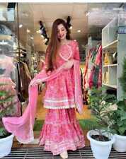 Premium Pure Cotton Women Anarkali Short kurti Sharara With Dupatta Gift For Her
