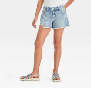 Art Class - Girl's Mid Rise Cut Off Jean Shorts Blue Wash Size XS (4/5) - Picture 1 of 3