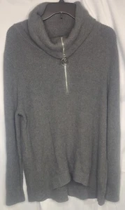Michael Michael Kors Grey Sweater XL Cowl Turtle Neck Half Zip NWT - Picture 1 of 8