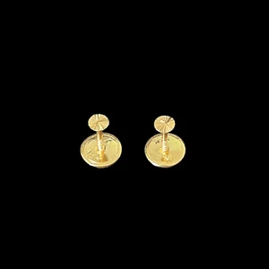 18K Yellow Gold Diamond-Cut Circle Stud Earrings, 0.36g, 2.5mm, Elegant Design - Picture 1 of 10