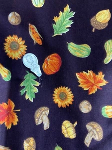 Brown Background w/Leaves, Pumpkins, Corn, etc. 1yd - Picture 1 of 1