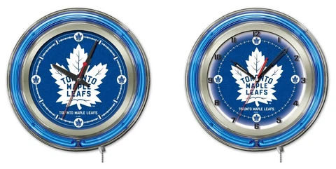 NHL - Toronto Maple Leafs Double Neon Ring, Logo Clock Hockey Team Logo Cover