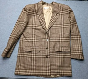 Vintage 80's Liz Claiborne Blazer Women's Size 10 Plaid Wool Preppy Jacket - Picture 1 of 10