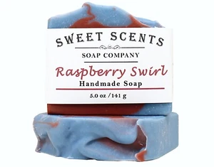 Handmade Soap, - Raspberry Swirl - Cold Process, Scented Soap - Picture 1 of 7