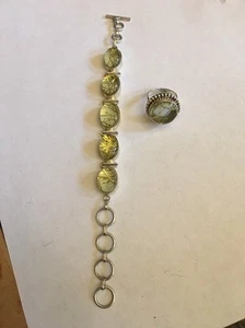 Simuliertes Quarz Sterlingsilber Armband und passender Ring Größe 7 - Bild 1 von 4