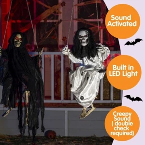 JOYIN Outdoor Halloween Decorations 2 Packs Hanging Ghosts Halloween Decor with - Picture 1 of 3