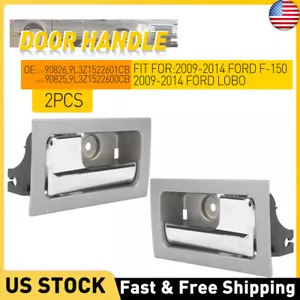 Inside Door Handle Driver Passenger Pair Platinum Chrome For Ford F150 2009-2014 - Picture 1 of 13