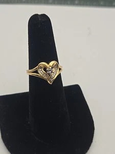 Vintage 14K Gelbgold Diamant Herz Ring Größe 5,5, 3,16 g - Bild 1 von 9