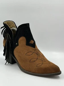 Circle G Damen Western Fransen Bootie braun/schwarz Leder spitz zulaufend Gr. US 10M - Bild 1 von 15