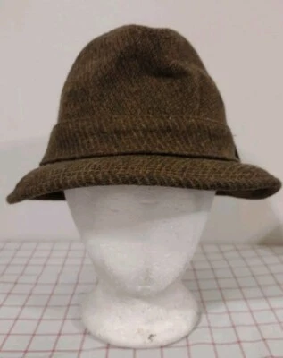 De Colección Tweed Donegal Fedora Sombrero Marrón Para Hombres Clásico Lana Talla 7 1/4 Inspector de Plumas Foto 1 de 4
