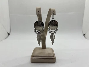 Vintage Handmade Tribal Silver Plated Peru Centavos Coin Dangle Womens Earrings - Picture 1 of 6