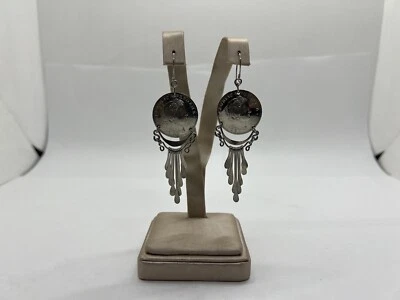 Pendientes colgantes vintage hechos a mano tribales enchapados en plata Perú centavos para mujer Foto 1 de 4