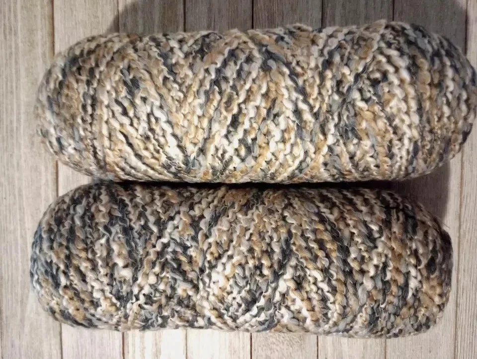 crochet yarn bulky lion Brand homespun #5 shaker lot skein brown crème gray new - Image 1 of 3