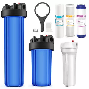 SimPure 20"x4,5"/10" x 4,5"/10" x 2,5" Big Blue Ganzes Haus Wasserfiltersystem - Bild 1 von 48