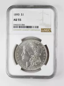 Morgan Silver Dollar, 1890, NGC graded AU55 - Picture 1 of 4