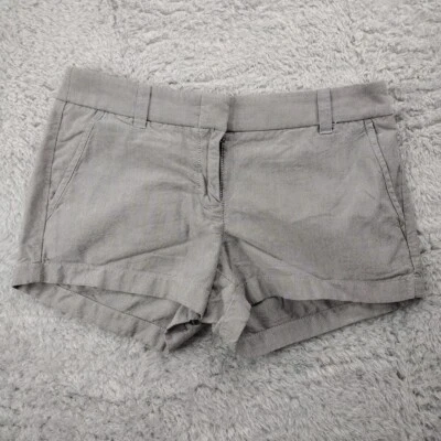 Pantalones Cortos J Crew Para Mujer 4 Gris Gancho y Ojo Tiro Bajo Chino Elastizados Foto 1 de 4