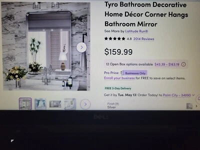 New Rounded Rectangle Silver Metal Framed Mirror (36" x 24") - Image 1 of 4