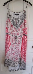 French Connection. Size 16 Silk Dip Hem Dress. Pink mix print. Lined. Summer. - Picture 1 of 6