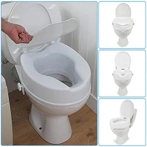 Aidapt 2'', 4'', 6'' Heavy Duty Raised High Elevated Toilet Seat Aid with Lid UK - Picture 1 of 15