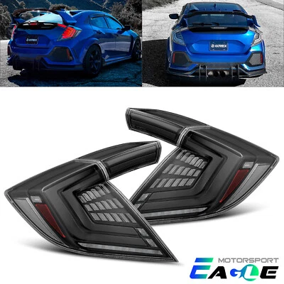Par de luces traseras LED alfa negras para Honda Civic Hatchback serie NOVA 2016-2021 Foto 1 de 4