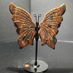 Cristallo di diaspro marino naturale 132G ali di farfalla intagliate a mano reiki guarigione- - Foto 1 di 16