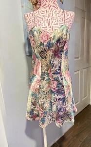 1980s Victorias Secret Gold Label Floral Paisley Satin Slip Dress Nightie Size S - Picture 1 of 9