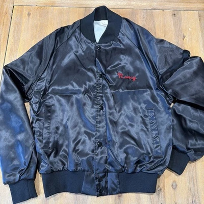 De Colección “Nancys” Corvette Bordado Negro Satinado Castaño Rojizo Ropa Deportiva Chaqueta de Bombardero M Foto 1 de 4