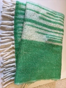 Anthropologie Faux Hair Throw Blanket Green - Picture 1 of 8
