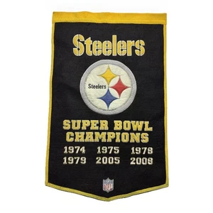 Pittsburgh Steelers NFL Dynasty Banner Winning Streak Wool Embroidered 24x36 - Picture 1 of 10