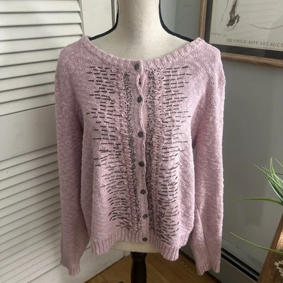 Suéter Sundance Mujer XL Cárdigan Rosa Cuentas Delicado Femenino Bohemio Invierno Foto 1 de 4