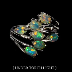 925 Sterling Silver Ring Oval Fire Opal 5x3mm Natural Gemstone Jewelry Size 7 - Picture 1 of 14