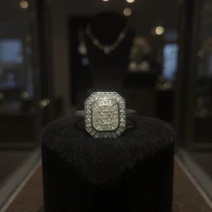 Multi Diamond Silver 925 Dress Ring Size O - Picture 1 of 7