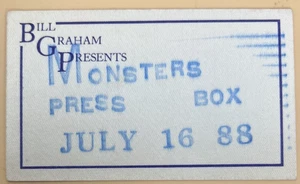 Metal Monsters 1988 PRENSA Backstage Pass Bill Graham Presents Van Halen 16/07/88 - Imagen 1 de 1