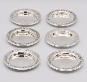 6 Glasuntersetzer Schälchen Kopenhagen HEIMBÜRGER 1929 in 830er Silber 9,8 cm Ø - Bild 1 von 12