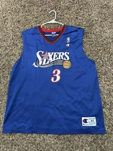 Camiseta deportiva vintage Allen Iverson Philadelphia 76ers azul roja campeón para hombre grande 44 - Imagen 1 de 5