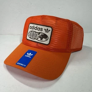 CAPPELLO SNAPBACK UOMO ADIDAS ORIGINALS WORLDWIDE FULL MESH TRUCKER ARANCIONE NUOVO - Foto 1 di 8