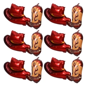 1 zestaw balonów na western imprezowy: kowbojski kapelusz i balony foliowe na buty - motyw western - Zdjęcie 1 z 12