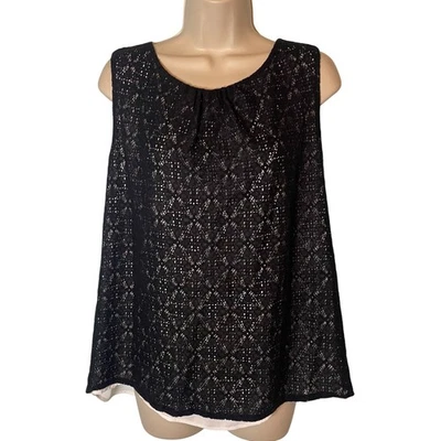 Blusa clásica para mujer The Limited de encaje frontal sin mangas talla grande con lazo trasero Foto 1 de 4