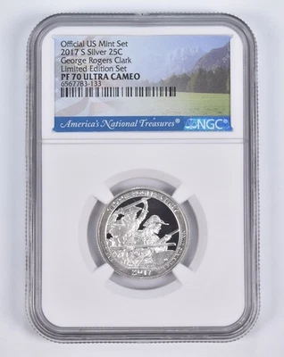 2017-S Silver PF70 ANT George Rogers Clark Quarter Limited Edition NGC *4941 - Image 1 of 4