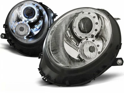 Kit fari Angel Eyes per BMW MINI (COOPER) 2006-2014 in cromo - Immagine 1 di 3