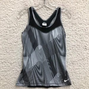 Nike Pro Tank Top Shirt Medium Erwachsene grau Dri Fit Swoosh gestreift Racerback Damen - Bild 1 von 9