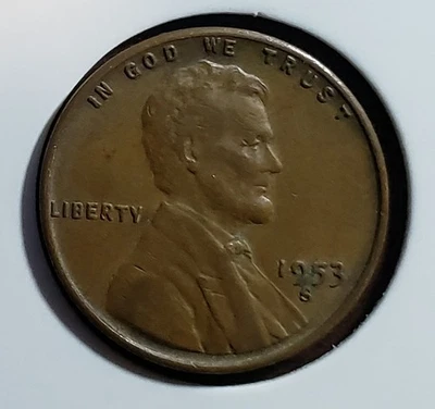 1953-S Wheat Cent • Odd Rims • Soft LIBERTY • Weak Strike • Die Wear Anomalies - Image 1 of 2